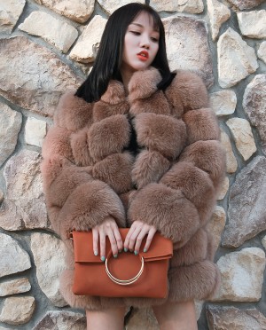Fox Fur Coat - Coffee