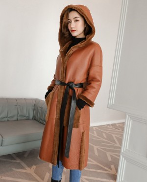 3/4 Length Merino Shearling Sheepskin Long Coat