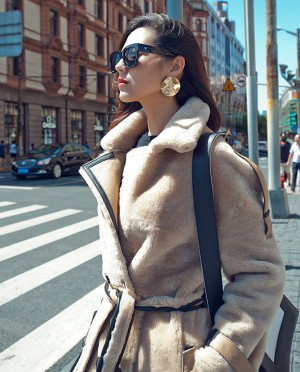 Merino Shearling Sheepskin Long Trench Coat