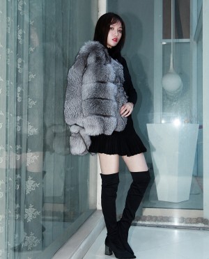 Silver Fox Fur Cropped Jacket