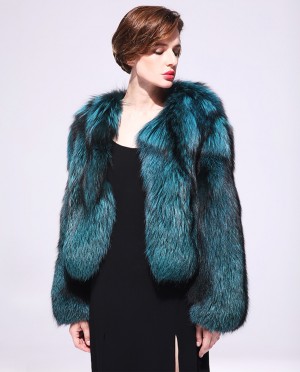 Cropped Silver Fox Fur Bolero Jacket