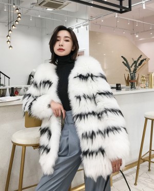 Knitted White Fox Fur Jacket