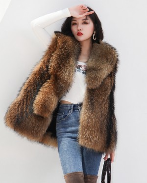 Natural Raccoon Fur Gilet