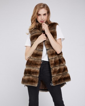 Real Rex Rabbit Fur Gilet Chinchilla Color