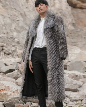 Mens Silver Fox Fur Coat