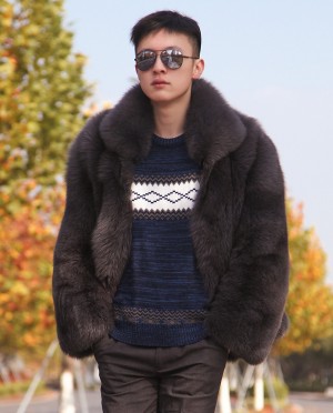 Mens Fox Fur Bomber Jacket
