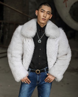 Mens Fox Fur Bomber Jacket