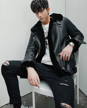 Men's Merino Shearling Sheepskin Biker Jacket