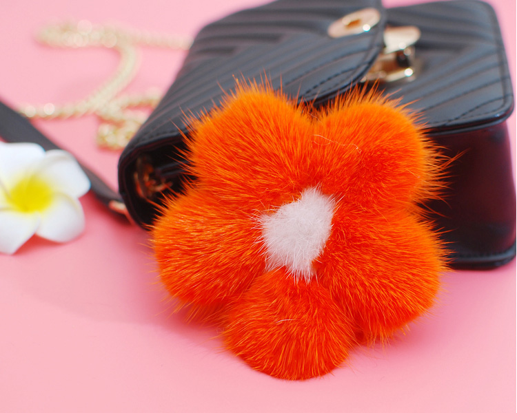 Mink Fur Floral Pendant Bag Charm 899 Details 8