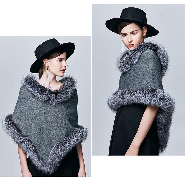 Fox Fur Trimmed Capelet 332-6