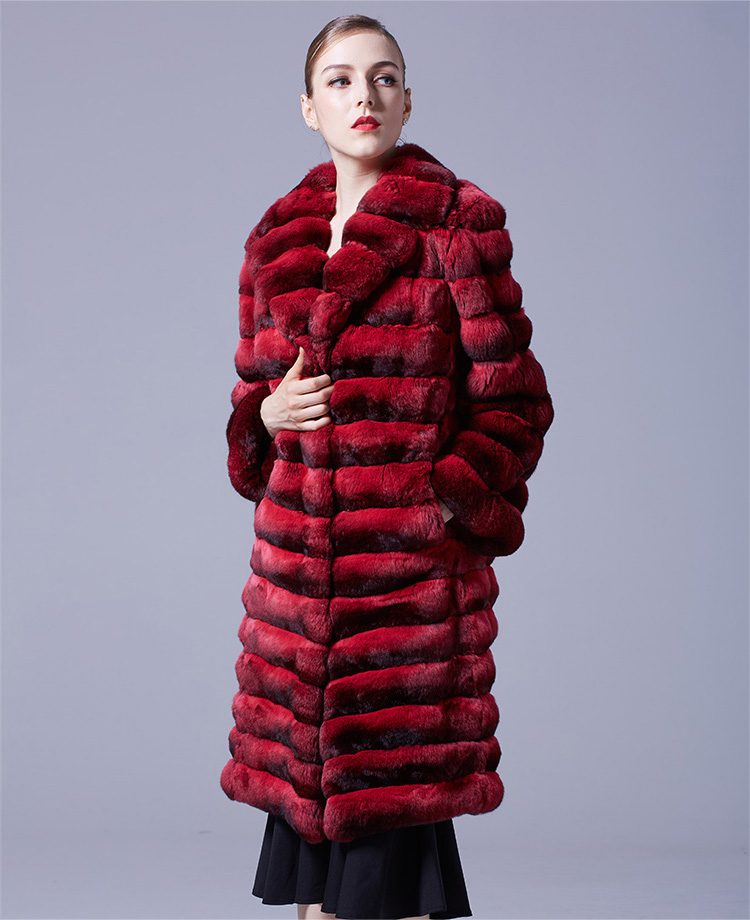 Chinchilla Fur Long Coat 048 Details 5