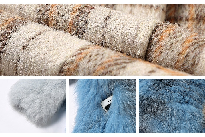 Shadow Blue Frost Fox Fur Hooded Coat in Two-Tone 0021-5