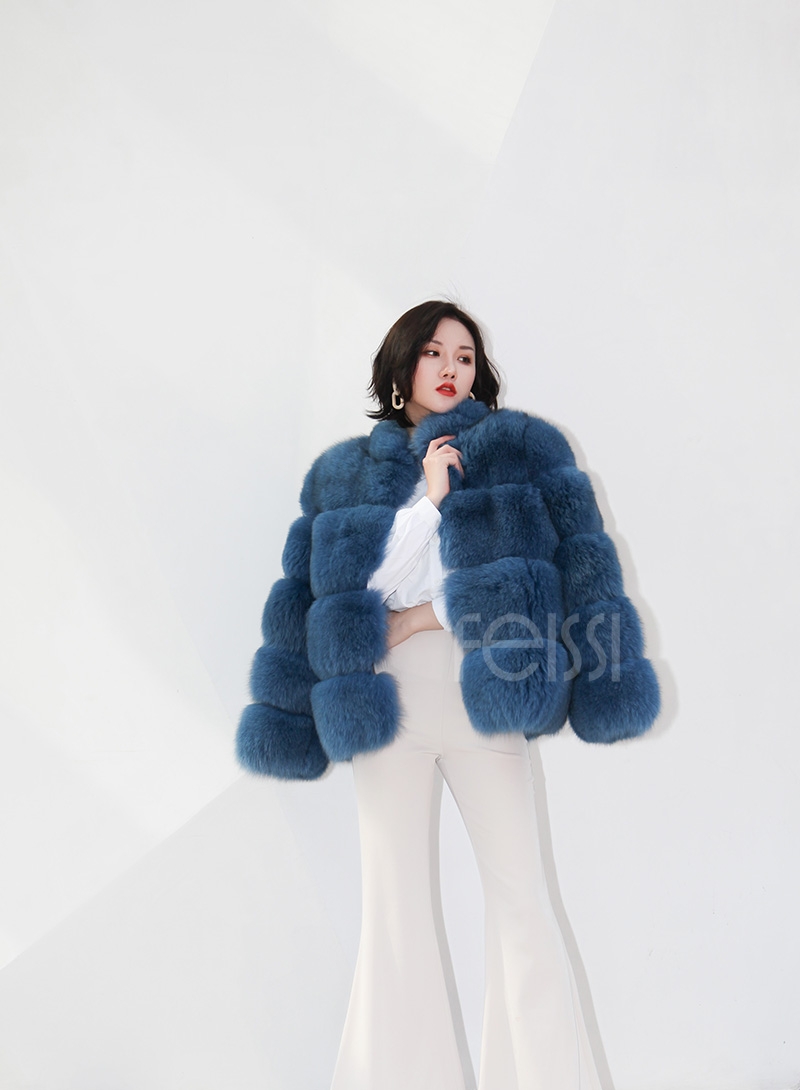 Blue Fox Fur Coat 0105-4