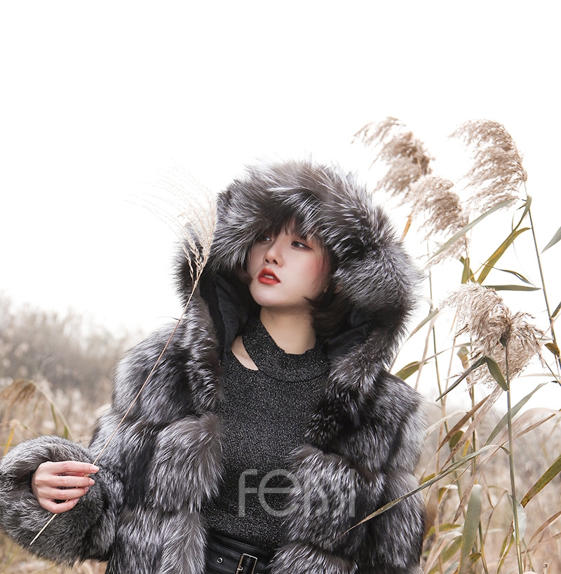 Silver Fox Fur Coat 254 Details 17
