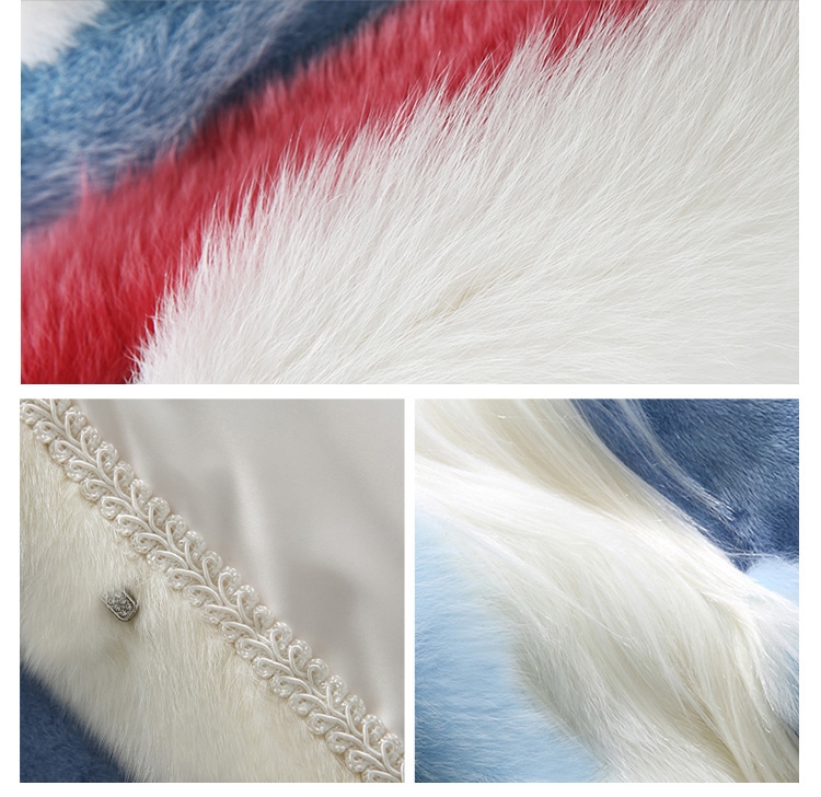 Multicolored Mink Fur Fox Fur Long Coat 0089-2