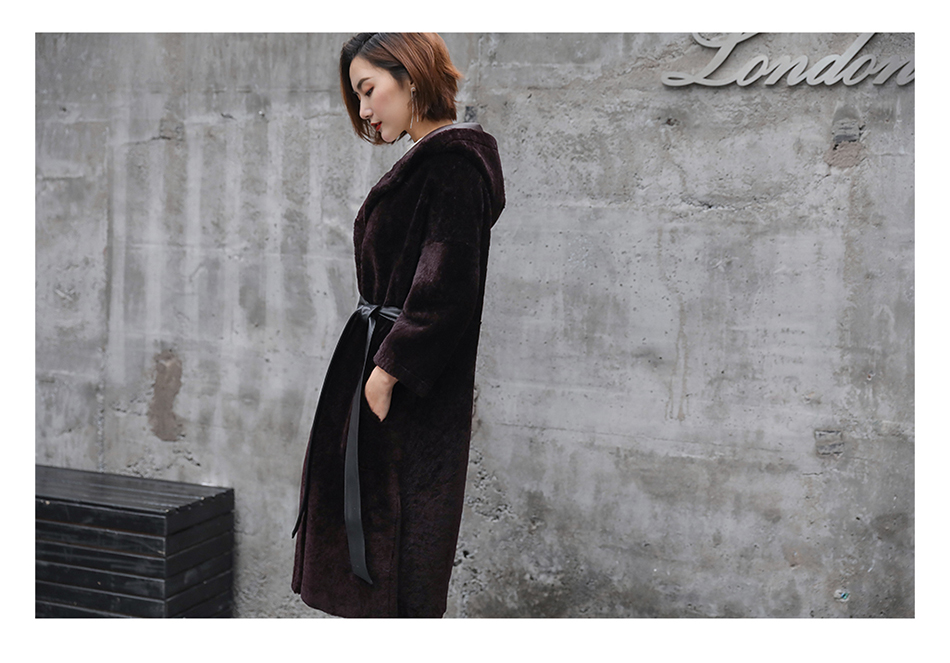 3-4 Length Merino Shearling Sheepskin Long Coat 012 Details 25