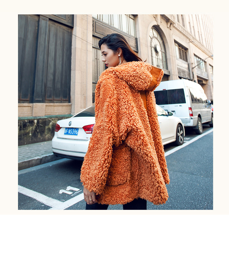Hooded Merino Shearling Sheep Fur Coat 107 Details 1