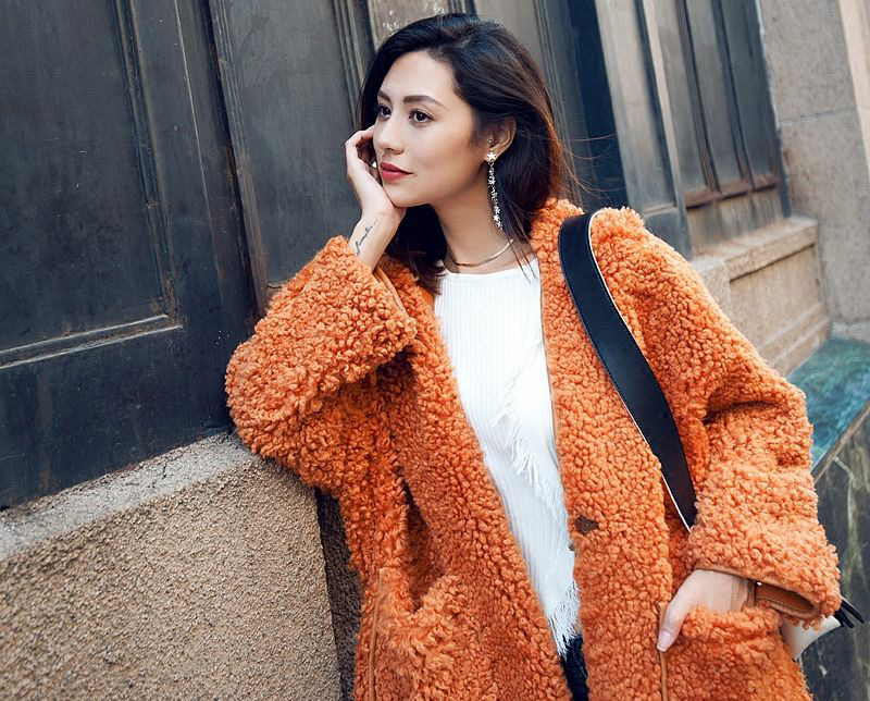 Hooded Merino Shearling Sheep Fur Coat 107 Details 7