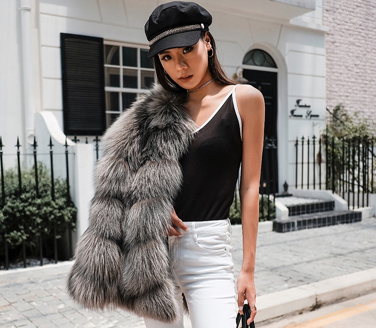 Cropped Silver Fox Fur Jacket 270 Details 2