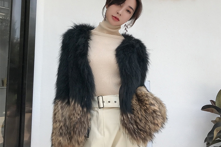 Knitted Raccoon Fur Jacket 306-1