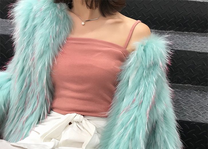 Knitted Raccoon Fur Cropped Jacket 312-7