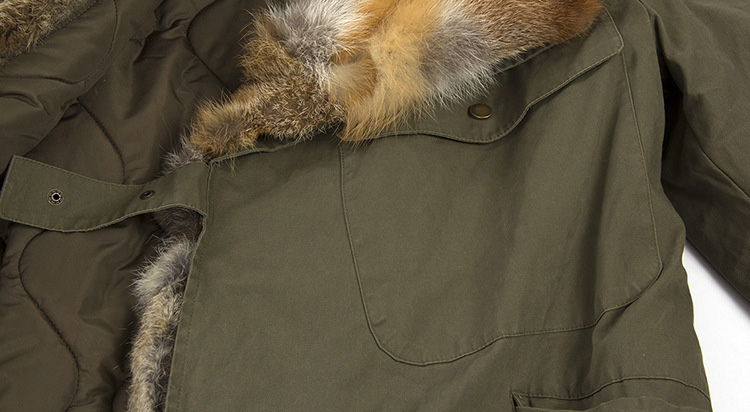 Fox Fur Collar Trench Coat with Rabbit Fur Trim 120 Details 11
