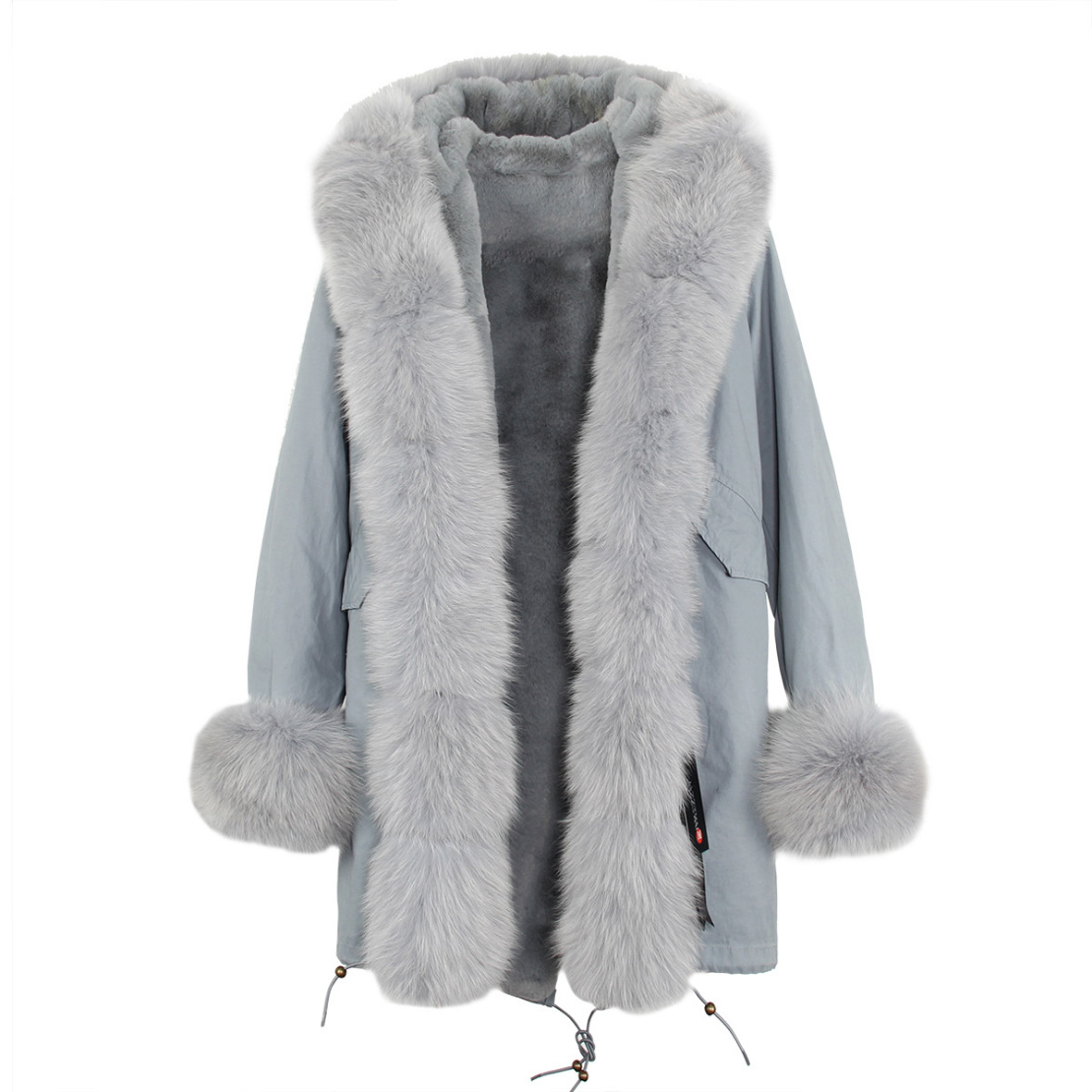 Fox Fur Trimmed Hooded Parka with Detachable Liner 133-9