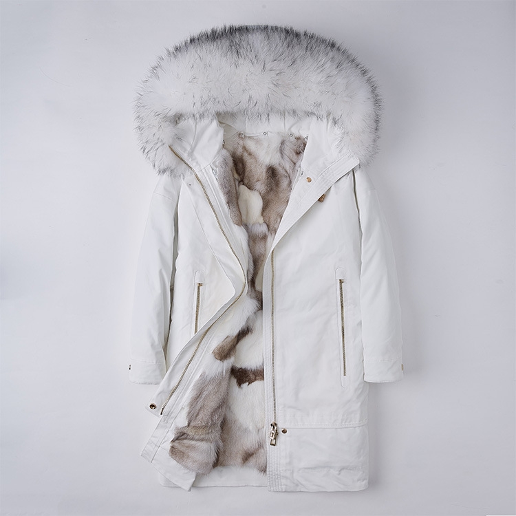 Raccoon Fur Trimmed Hood Parka with Detachable Fox Fur Liner 252 Color 4