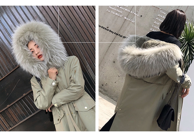 Hooded Fox Fur Trimmed Long Parka with Rex Rabbit Liner 283-15