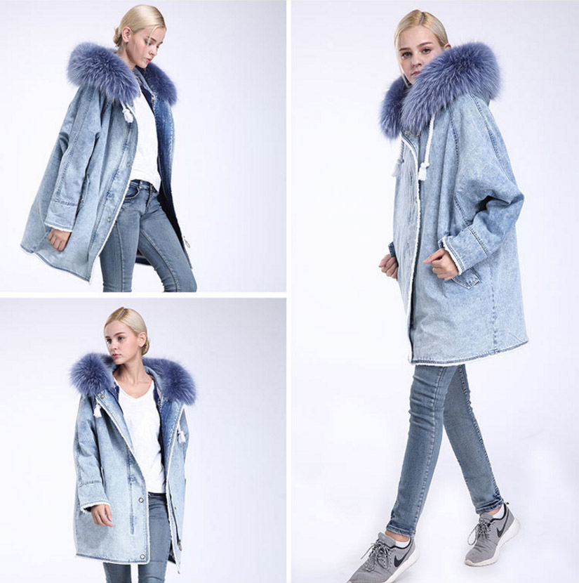 Fox Fur Trimming Hooded Parka with Detachable Rex Rabbit Fur Liner 937 Details 9