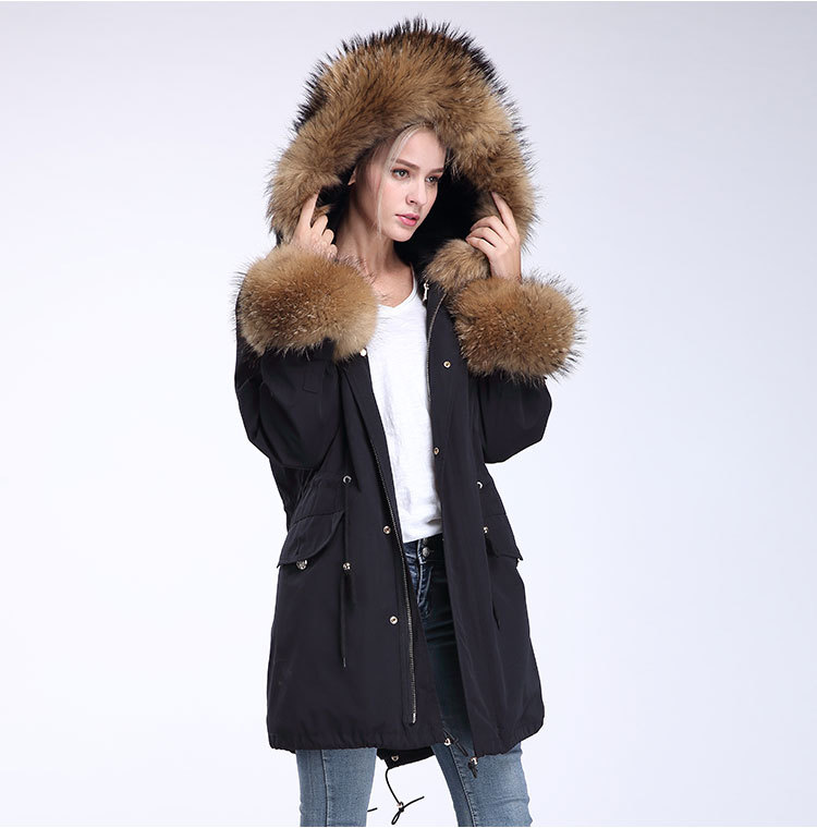 Fox Fur Trimming Hooded Parka with Detachable Rex Rabbit Fur Liner 942 Details 13