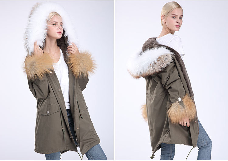 Fox Fur Trimming Hooded Parka with Detachable Rex Rabbit Fur Liner 942 Details 10