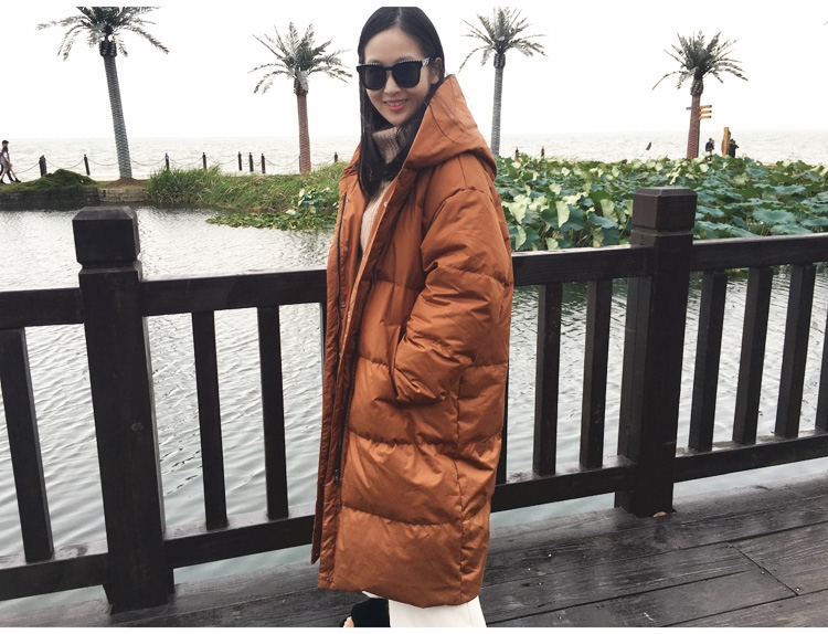 Hooded Raccoon Fur Trimmed Down-filled Wintercoat Long Parka 0025-15