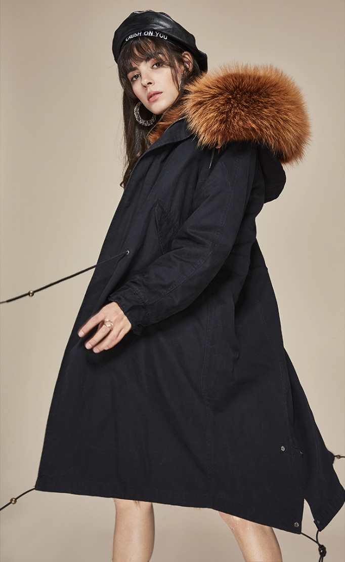 Raccoon Fur Trimmed Hooded Parka with Detachable Fox Fur Liner 113 Details 10