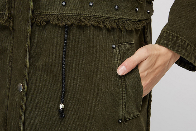 Raccoon Fur Trimmed Hooded Parka with Detachable Fox Fur Liner 938 Details 12