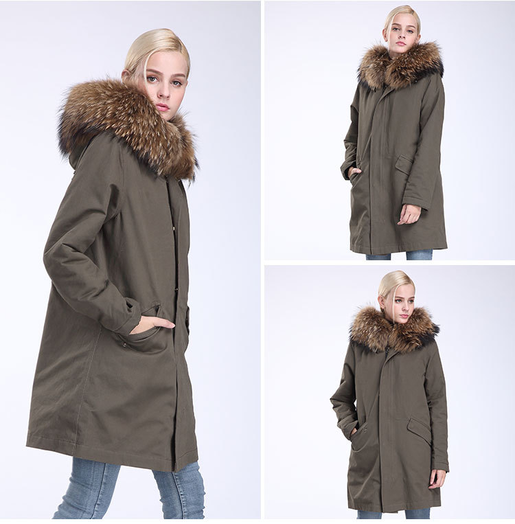 Raccoon Fur Trimming Hooded Parka with Detachable Coyote Fur Liner 949 Details 16