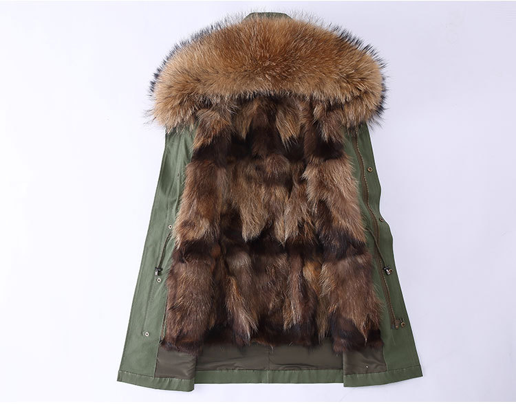 Raccoon Fur Trimming Hooded Parka with Detachable Coyote Fur Liner 949 Details 2