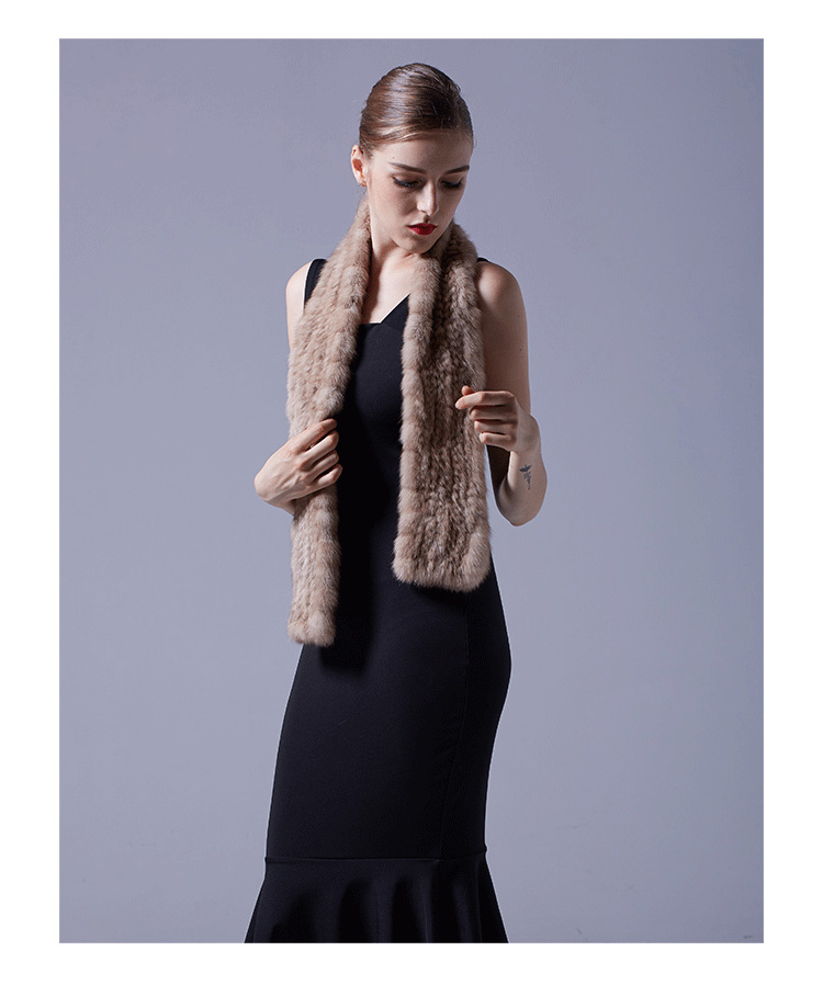 Knitted Sable Fur Scarf 073 Details 5