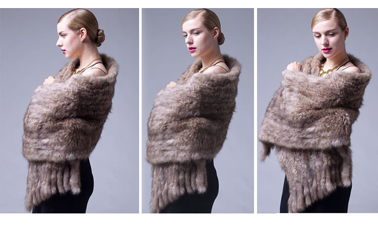 Knitted Sable Fur Shawl 064 Details 1