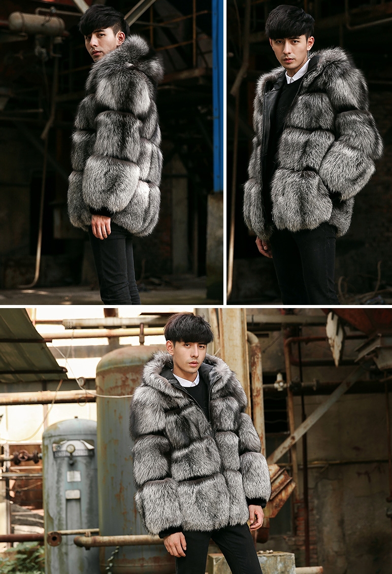 Men's Silver Fox Fur Jacket 356-5