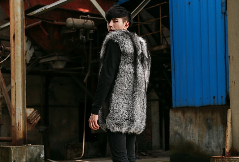 Men's Silver Fox Fur Zipped Vest 0010-4